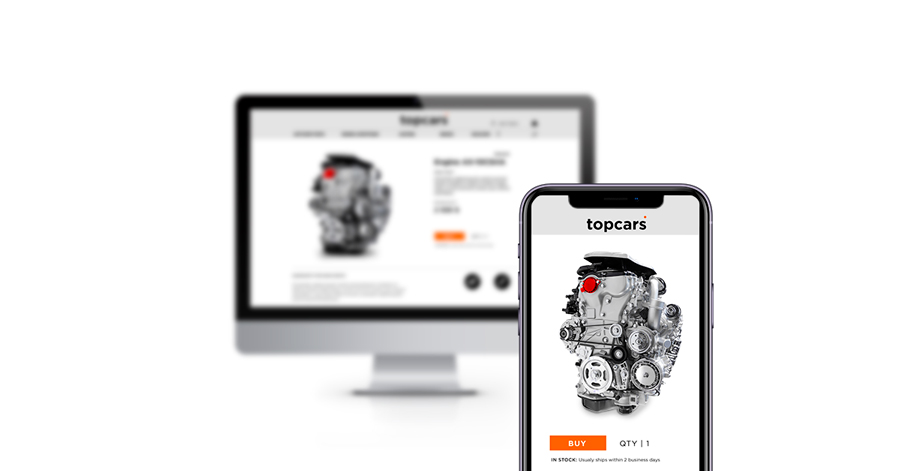 Purchase page on monitor beside mobile view.