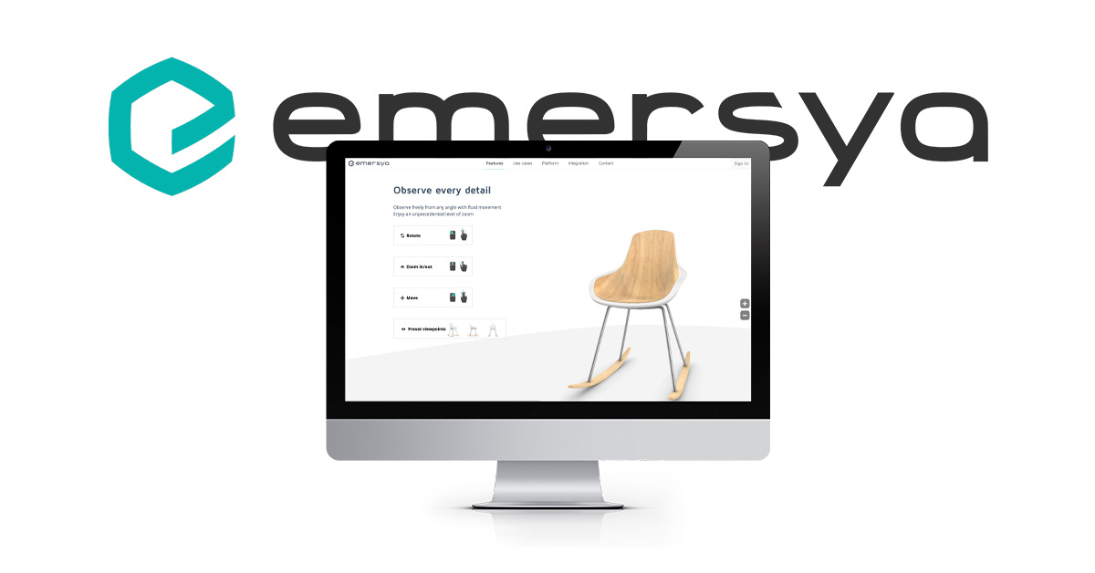 Emersya 3D configurator user interface product page.