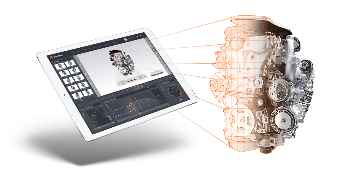 3D photo editing software interface zoom out to product.