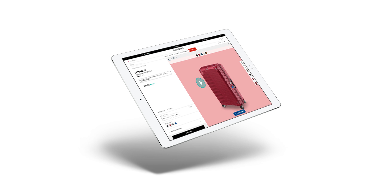 Viewing Samsonite luggage in 3D inside and out