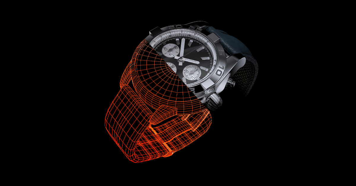 Wristwatch half product photo half 3D model