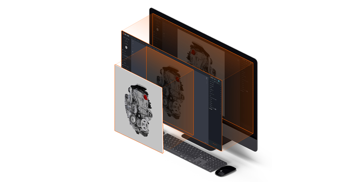 Photo editing software user interface to product photo.