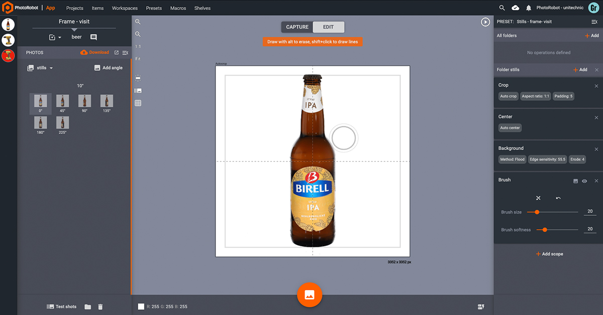 Using brush and eraser.