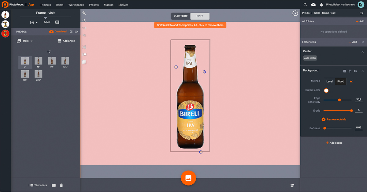 Photo editing background removal by flood.