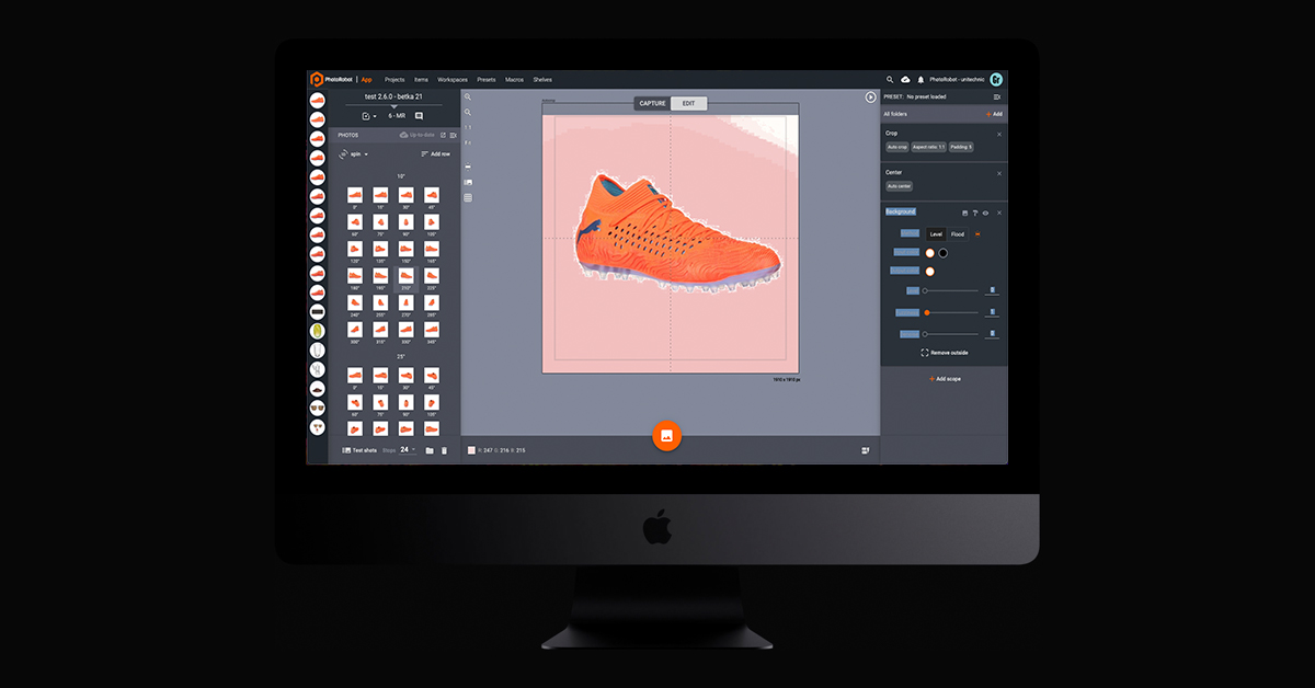 Photo editing software user interface