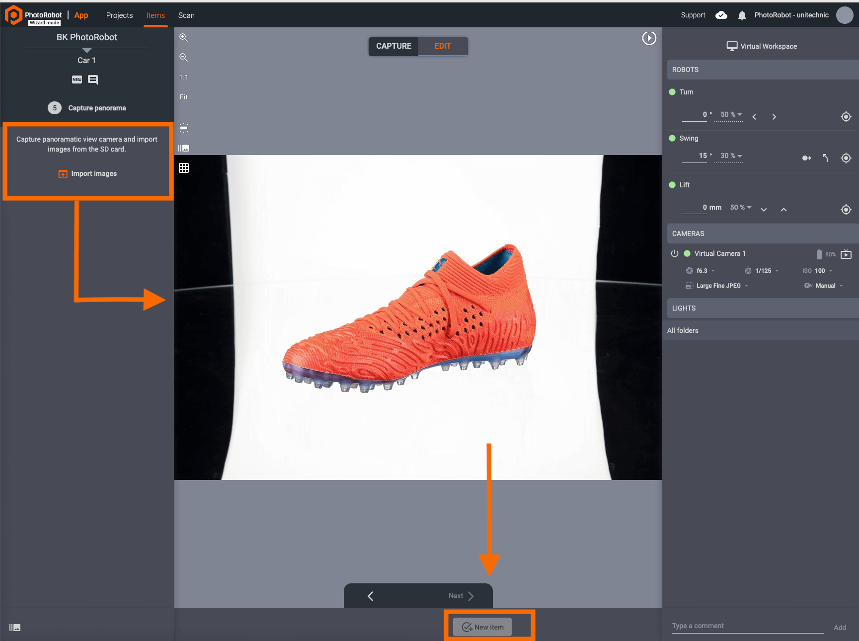 Photoshoot Wizard import images