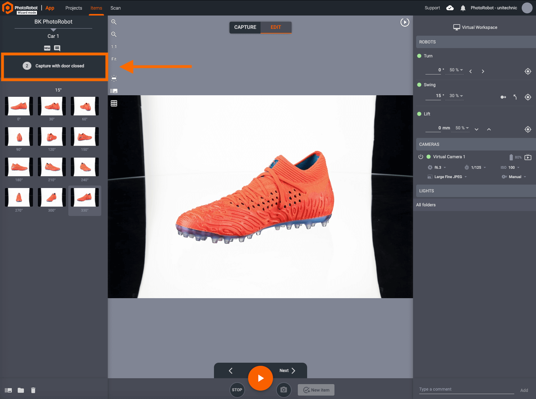 Photoshoot wizard stages