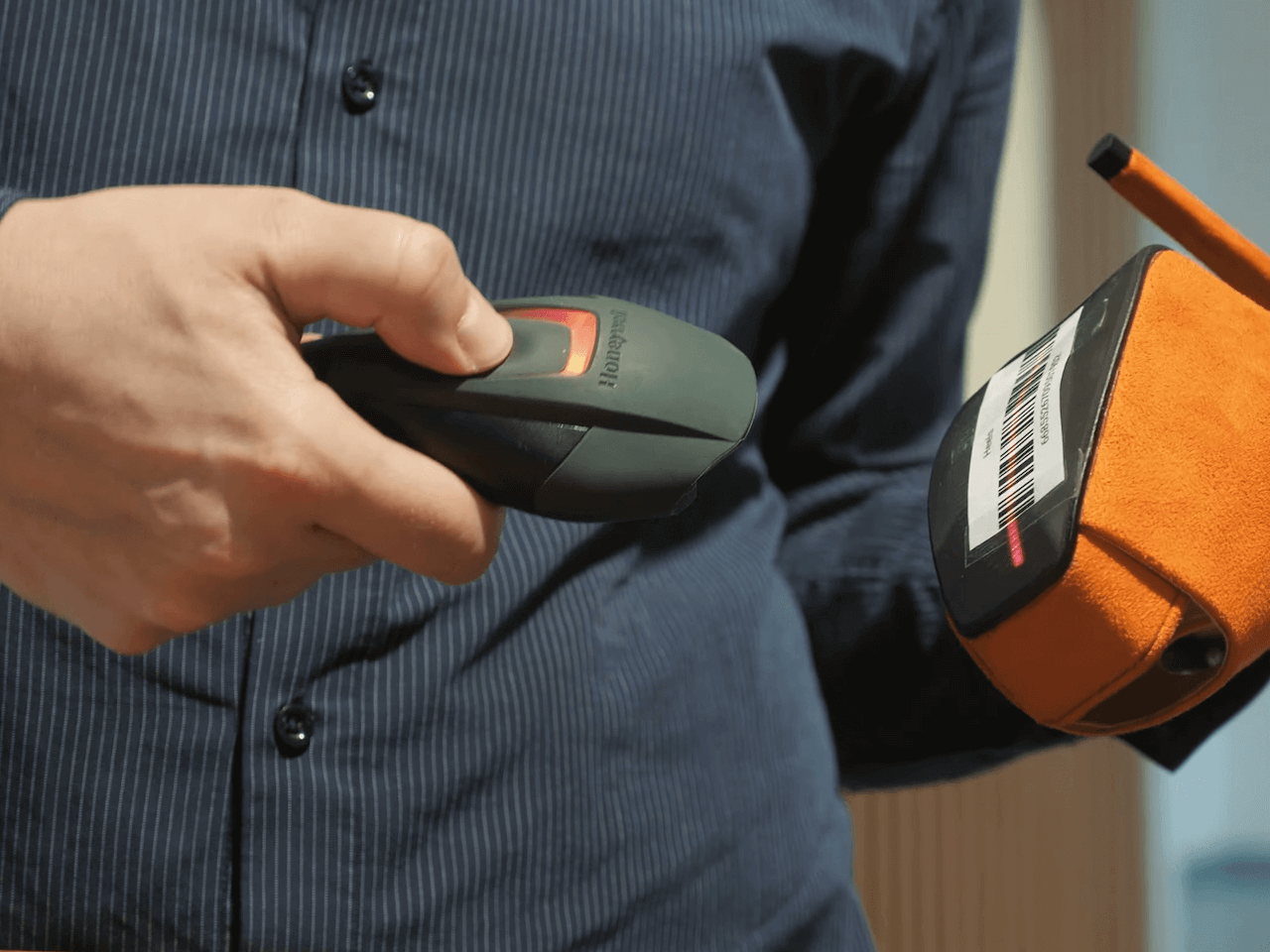 The software enables scanning barcodes to validate inventory, ID products, and automatically receive items.