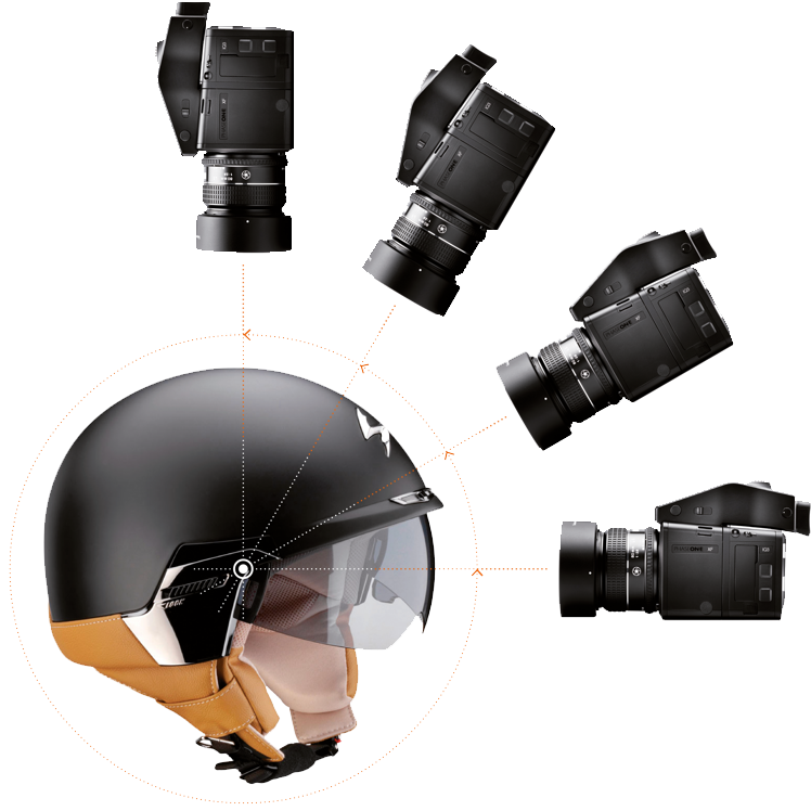 4 cameras aiming at 4 different angles of helmet.